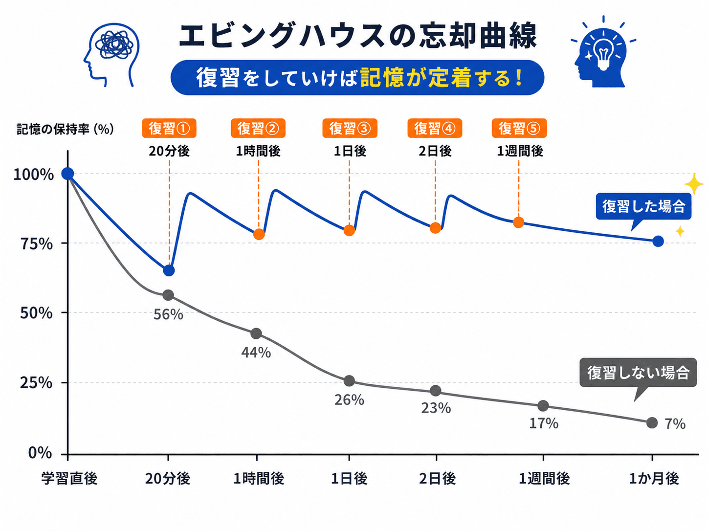 エビングハウスの忘却曲線